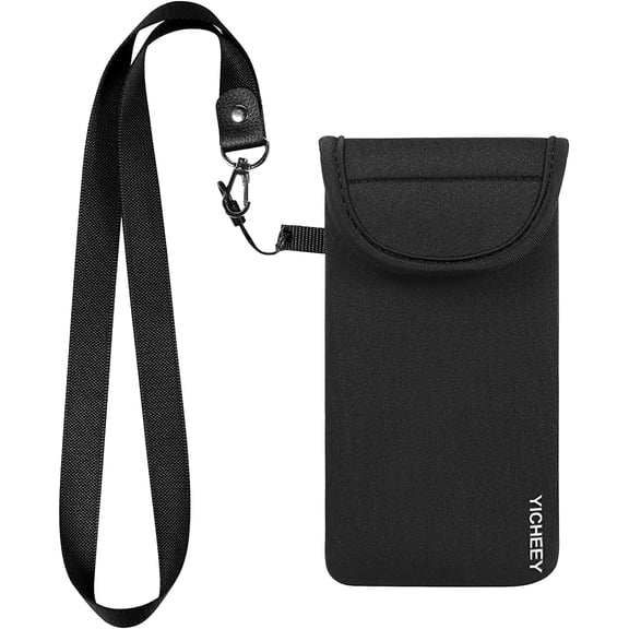 Universal Cell Phone Pouch Neoprene Phone Sleeve w/Belt Clip Loop & Neck Lanyard Strap Compatible for iPhone 17 Pro Max Galaxy S25 Ultra S25 FE S25+ A26 A36 A56 Oneplus 15 13R Pixel 10 Pro XL