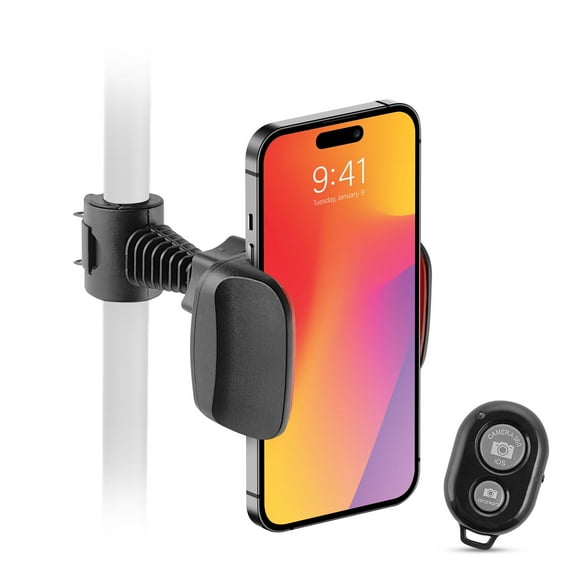 iDance MS1820 Universal Cell Phone Holder with Easy Lock and Bluetooth Remote Control Phone Mount with Clamp Camera and Mobile Phone Holder for Car