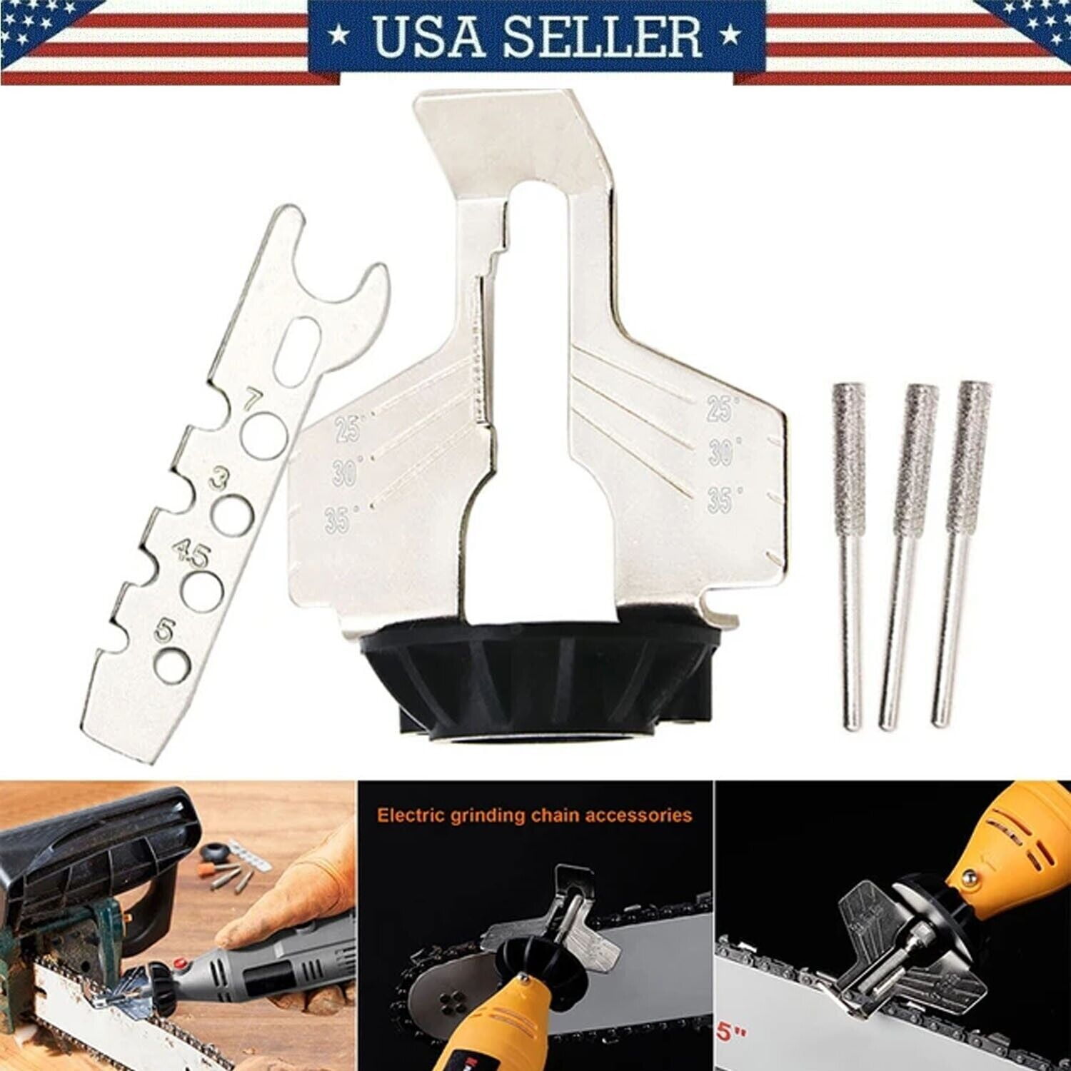 Universal Chainsaw Sharpener Electric Grinder Attachment 5-Piece Set ...