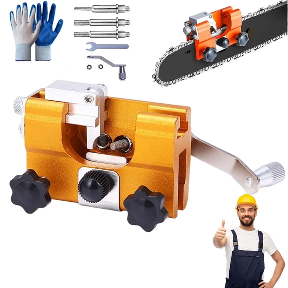 Universal Chainsaw Sharpener Jig Kit, Portable Hand Crank Chain Saw Sharpening Tool with Sharpening Rods, Fast Accurate Chain Sharpener for Electric and Gas Saws, Household Hardware Tool