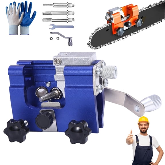 Universal Chainsaw Sharpener Jig Kit, Portable Hand Crank Chain Saw Sharpening Tool with Sharpening Rods, Fast Accurate Chain Sharpener for Electric and Gas Saws, Household Hardware Tool