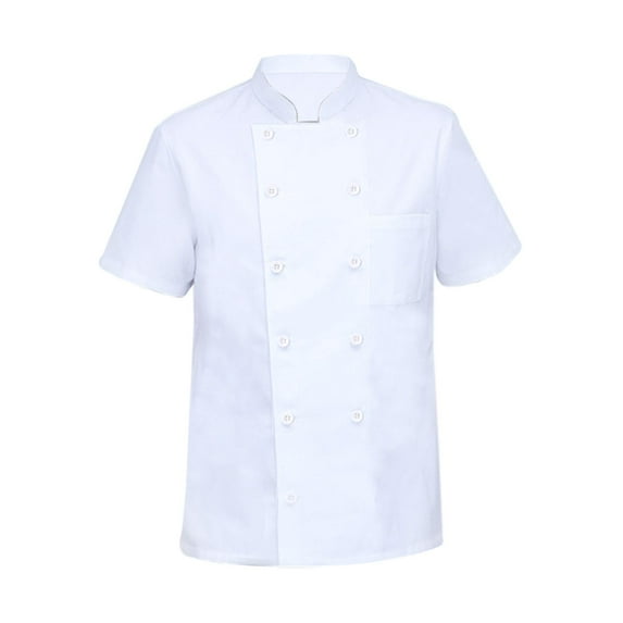 Universal Chef Clothes Short Sleeve cotton Industry Waitress Waiter White L