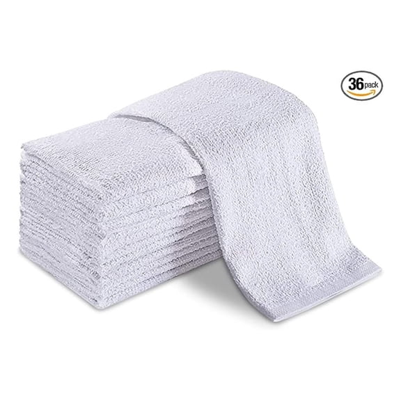Universal Cleaning Towels 36 Pack, 16x19” White Cotton Bar Mops, Kitchen Cloths for Home & Restaurant Use