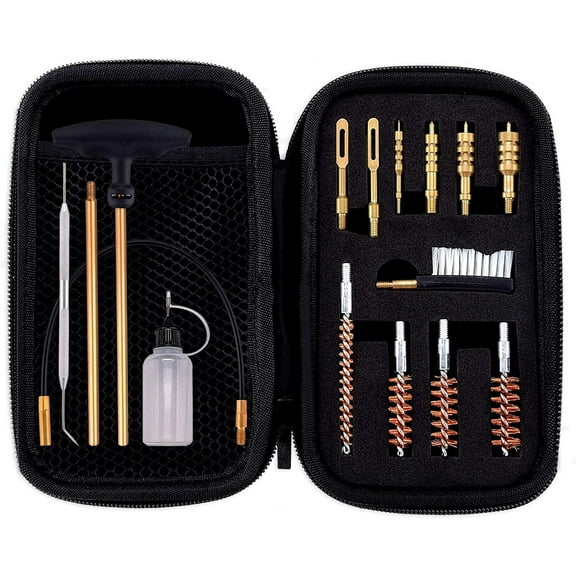 Universal Cleaning kit .22.357/.38/9mm.45 Caliber Cleaning Kit Brush Jag with Flexible Coated Cable and Empty Bottle in Zippered Case