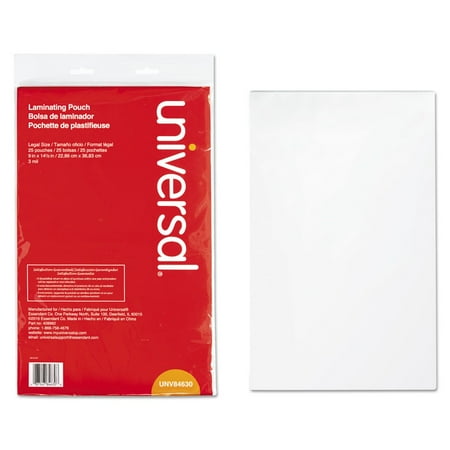 Universal Clear Laminating Pouches, 3 mil, 9 x 14 1/2, 25/Pack -UNV84630