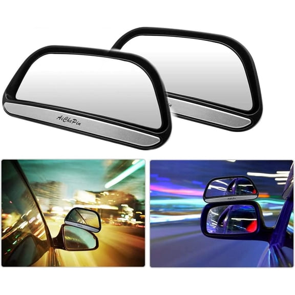 Universal Clip On Car Mirror 2 Pack, 360 Swivel Adjustable Blind Spot Mirror, HD Wide Angle Convex Auxiliary Mirrors for Side Rear View, Easy Snap-On Installation for Sedan, SUV, Truck, RV