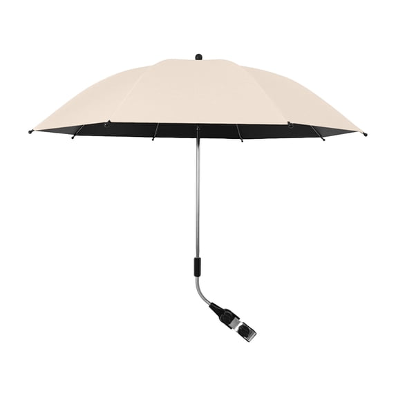 Universal Clip-On Stroller Umbrella with UPF50+ Sun Protection, Adjustable 360掳 Rotating Parasol for Wagons and Camping Carts, Portable Waterproof Shade Accessory