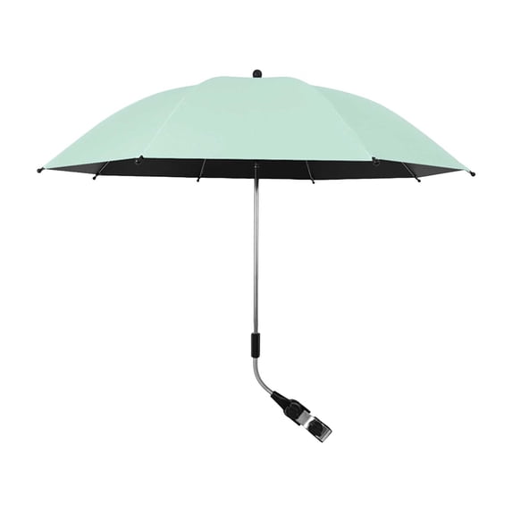 Universal Clip-On Stroller Umbrella with UPF50+ Sun Protection, Adjustable 360掳 Rotating Parasol for Wagons and Camping Carts, Portable Waterproof Shade Accessory
