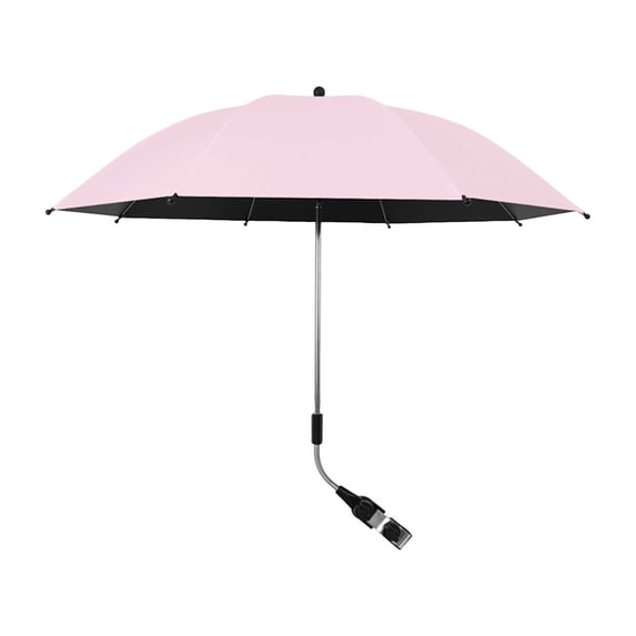 Universal Clip-On Stroller Umbrella with UPF50+ Sun Protection, Adjustable 360掳 Rotating Parasol for Wagons and Camping Carts, Portable Waterproof Shade Accessory