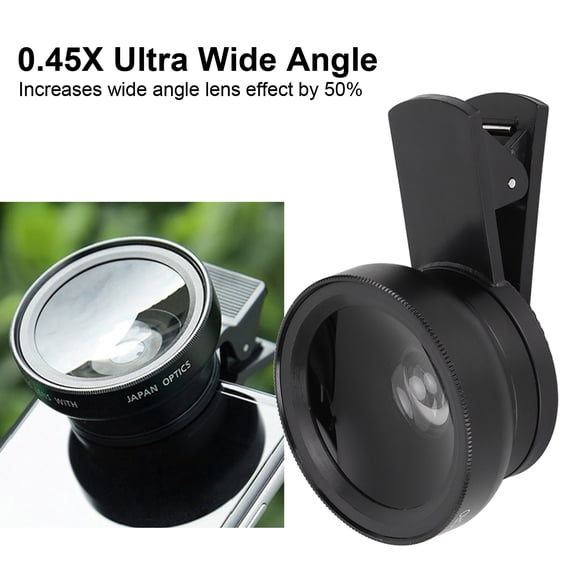 Universal Clip-on 2-in-1 Phone Camera Lens Kit with 0.45X Wide Angle and 12.5X Macro Lenses for Smartphones and Tablets Cellphone Tablet