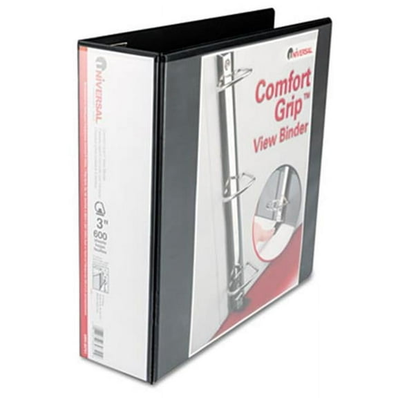 Universal Comfort Grip Deluxe Plus D-Ring View Binder 3'' Capacity Black