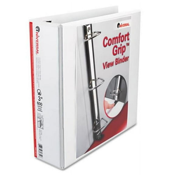 Universal Comfort Grip Deluxe Plus D-Ring View Binder 3'' Capacity White