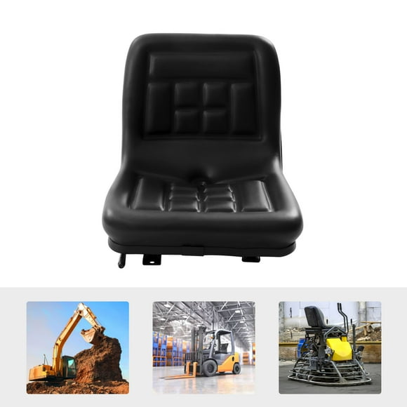 Universal Lawn Tractor Seat Replacement, Black Vinyl Forklift Seat Skid Steer Seat with Mounting Bolt Patterns for Klifts, Bulldozers, Scrubbers