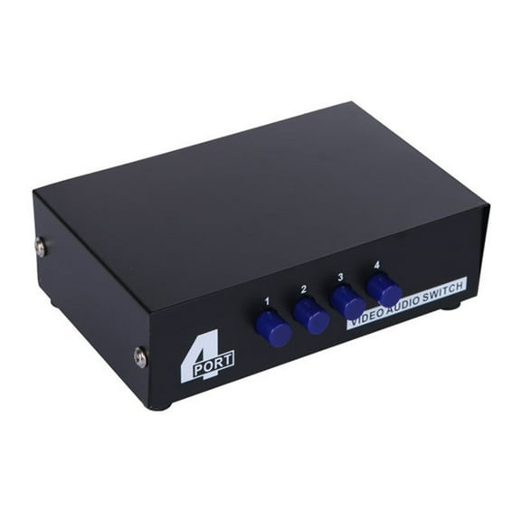 Universal Compatibility 4 Way Video Switcher for Connecting Multiple Devices to 1TV Set with No Power Need Metal Shell
