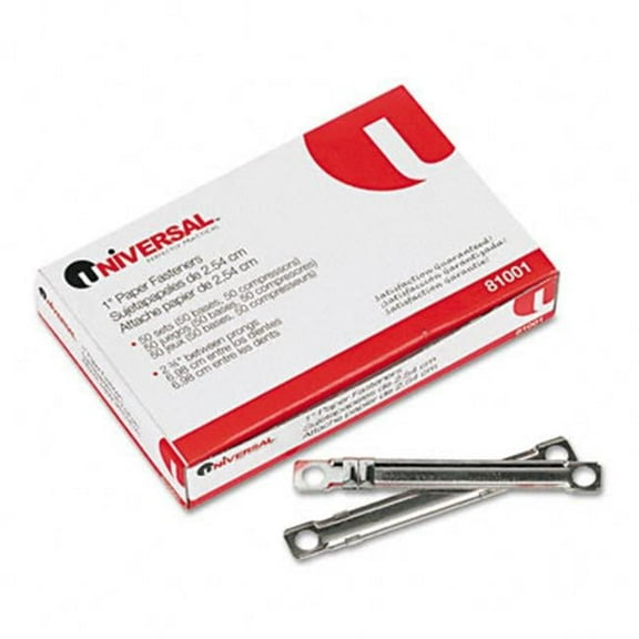 Universal Complete Two-Piece Paper File Fasteners 1in. Capacity 50 per Box