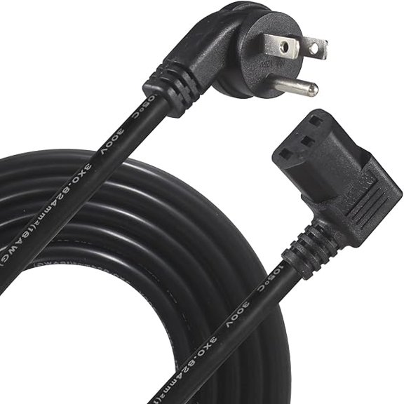 Universal Computer Power Cord - 6FT / 1.8m NEMA 5-15P Flat Plug to IEC 60320 C13 Left Angle Type Connector 18 AWG Cable 3 Prong Wire USA Standard AC Power Supply Cord for PC TV Monitor Printer