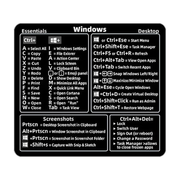 Universal Computer Shortcut Key Stickers, Laptop Reference Decals for Windows & Mac, Productivity Cheat Sheet for Office & Students，D