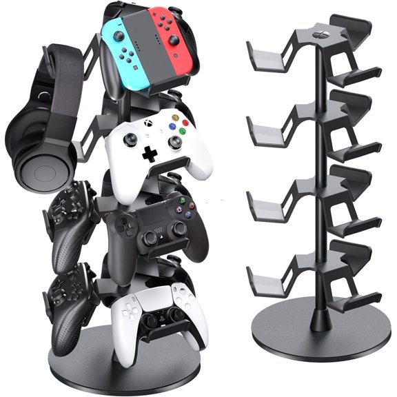 Universal Controller Holder for Xbox PS5 4 Switch Pro Gamepad, Rotating Headset Tree Stand Organizer, 4 Tier, Gamer Gifts