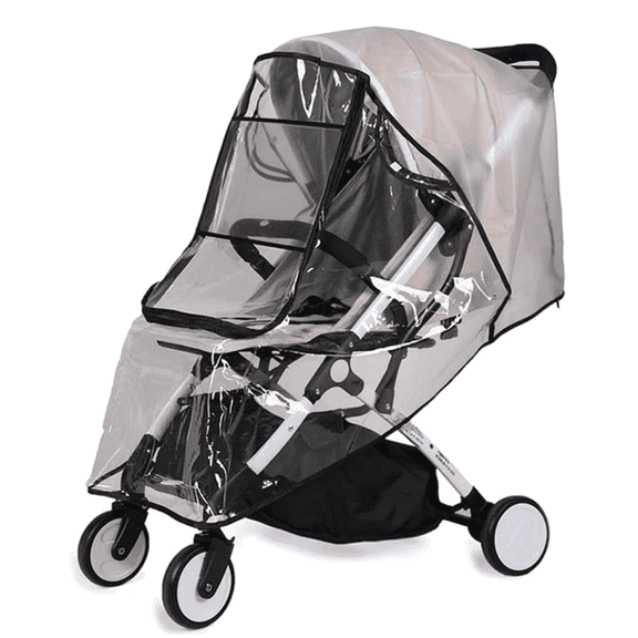 Universal Convenience Stroller Rain Cover, Baby Weather Shield for Rain, Wind & Snow, Fits Most Strollers with Car Seat, Vented Airflow, High Visibility, Easy Install & Storage, Clear