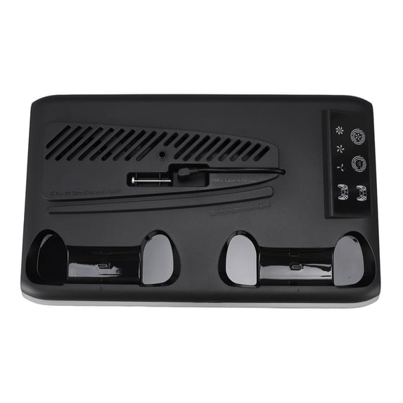 Universal Cooling Station for PS5, RGB LED Base with Dual Controller Charger and Headset Holder - Black (12.2 x 7.9 x 1.6 inches)