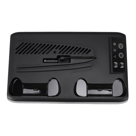 Universal Cooling Station for PS5, RGB LED Base with Dual Controller Charger and Headset Holder - Black (12.2 x 7.9 x 1.6 inches)