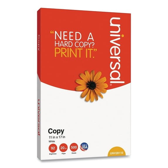 Universal Copy Paper 92 Bright 20 lb. 11 x 17 White 500 Sheets/Ream 28110RM
