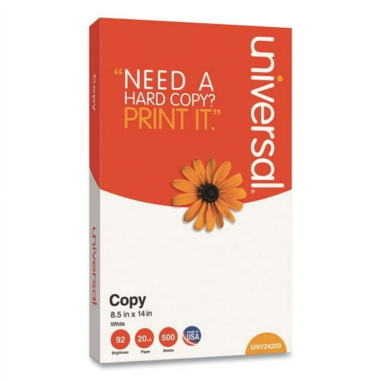 Legal Size Copy Paper, 92 Bright, 20 lb Bond Weight, 8.5 x 14, White, 500 Sheets/Ream, 10 Reams/Carton
