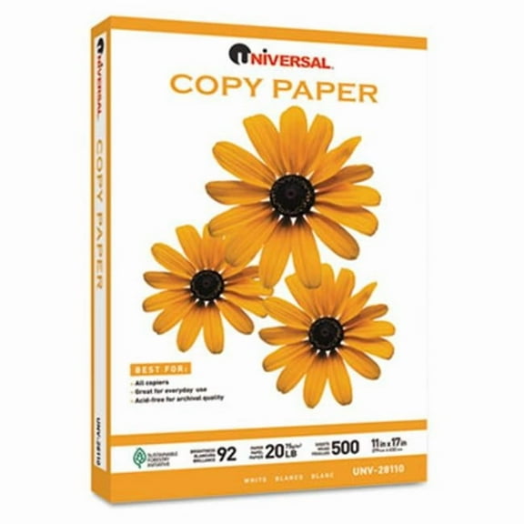 Universal Copy Paper- 92 Brightness- 20lb- 11 x 17- White- 500 Sheets/Carton
