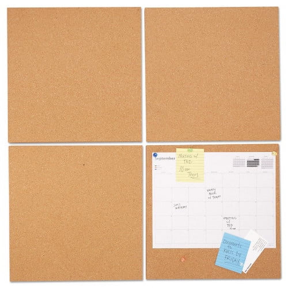 Universal Cork Tile Panels, 12 x 12, Brown Surface, 4/Pack, Each