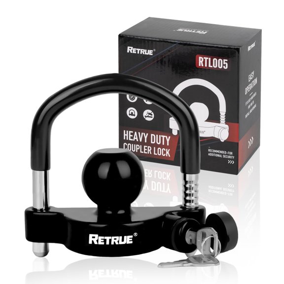 Universal Coupler Lock Trailer Locks Ball Hitch Trailer Hitch Lock Adjustable Security Heavy-Duty Steel Fits 1-7/8 Inch, 2 Inch, 2-5/16 Inch Couplers, Yellow