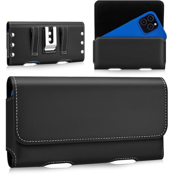 Universal Cowhide Leather Phone Holster with Belt Clip Compatible Galaxy S25 Ultra,S24 Ultra, S23 Ultra,S22 Ultr,S21 Ultra,S20 Ultra(, X-Large, Fit Thin Case On)