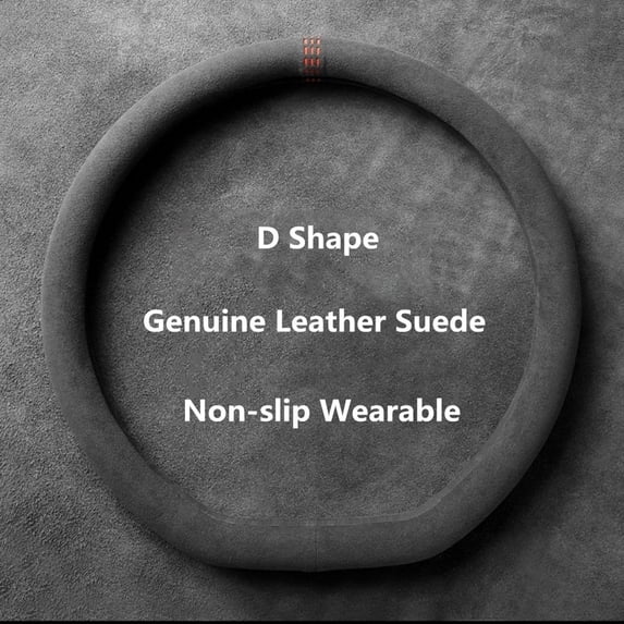 Universal Cowhide Suede Steering Wheel Cover, Breathable 14.96" Car Steering Wrap Accessory