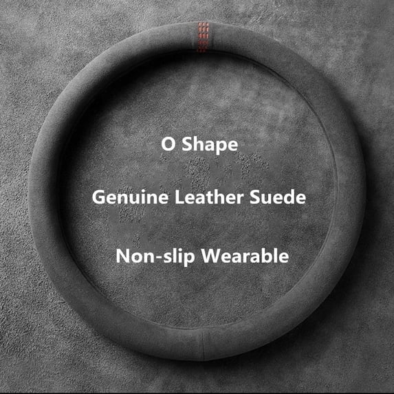 Universal Cowhide Suede Steering Wheel Cover, Breathable 14.96" Car Steering Wrap Accessory