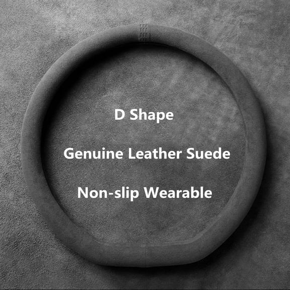 Universal Cowhide Suede Steering Wheel Cover, Breathable 14.96" Car Steering Wrap Accessory