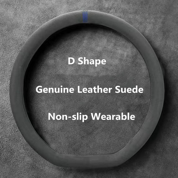 Universal Cowhide Suede Steering Wheel Cover, Breathable 14.96" Car Steering Wrap Accessory