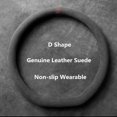 thumbnail image 1 of Universal Cowhide Suede Steering Wheel Cover, Breathable 14.96" Car Steering Wrap Accessory, 1 of 5