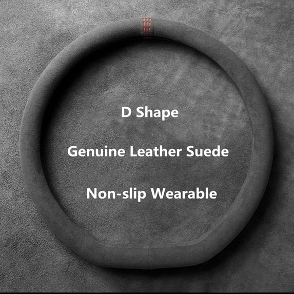 Universal Cowhide Suede Steering Wheel Cover, Breathable 14.96" Car Steering Wrap Accessory
