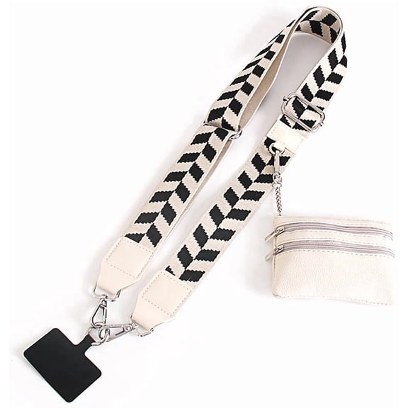 Universal Crossbody Strap for Phone Case with Zippered Pouch/Purse, Fashion Wrist Lanyard Compatible with iPhone 15 Pro Max, 15 Plus, 12 Mini, etc