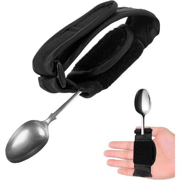 Universal Cuff Utensil Holder  Adaptive Eating Aid for Weak Grip, Adjustable Strap Fits Spoons & Forks, Supports Parkinson & Arthritis Independence