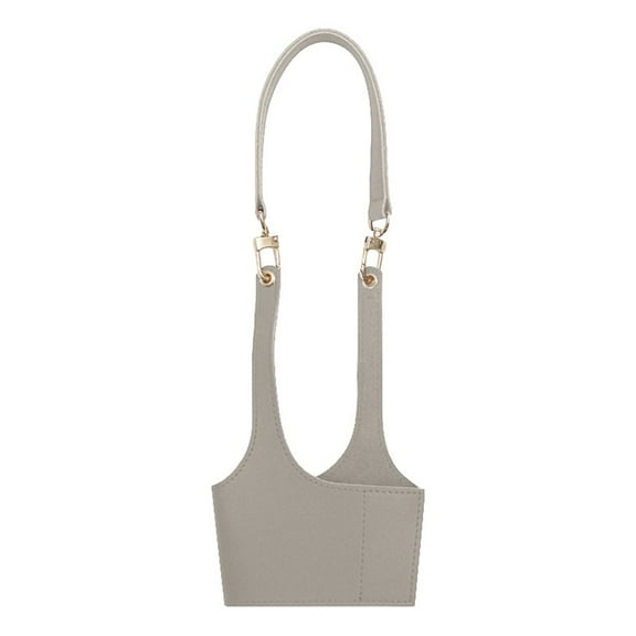 Universal Cup Holder Sling, PU Leather Drink Carrier with Adjustable Strap for Coffee Cups, Water Bottles, Travel, Camping & Shopping