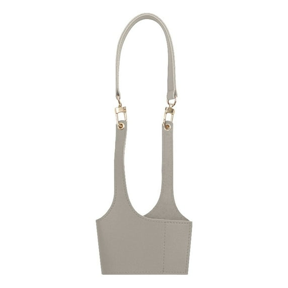 Universal Cup Holder Sling, PU Leather Drink Carrier with Adjustable Strap for Coffee Cups, Water Bottles, Travel, Camping & Shopping