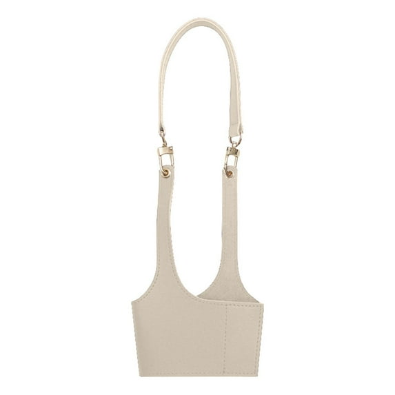 Universal Cup Holder Sling, PU Leather Drink Carrier with Adjustable Strap for Coffee Cups, Water Bottles, Travel, Camping & Shopping