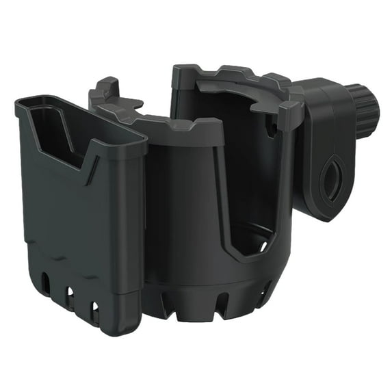 Universal Cup Holder with Phone Mount | 2-in-1 Adjustable Clamp for Stroller, Bike, Wheelchair, Walker & Scooter | Holds Bottles & Phones | 1-Pack