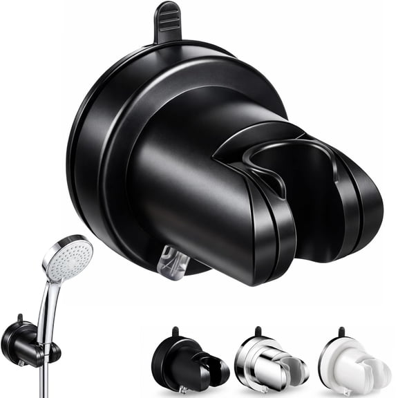 Universal Cup Shower Heads Holder Adjustable Shower Heads Holder Removable No-Drill Wall Mount Wide Angles Adjustable Bathroom Suction Cup Handheld Showers Bracket(Black)