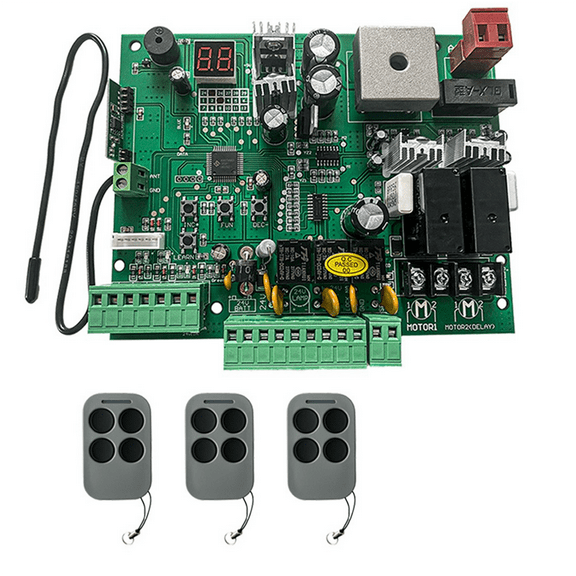 Universal DC 24V PCB Board for Automatic Double Arms Swing Gate Opener Control Board Panel Smart Control Center System B,1 * Gate Opener Control Board 3 * Remote Control