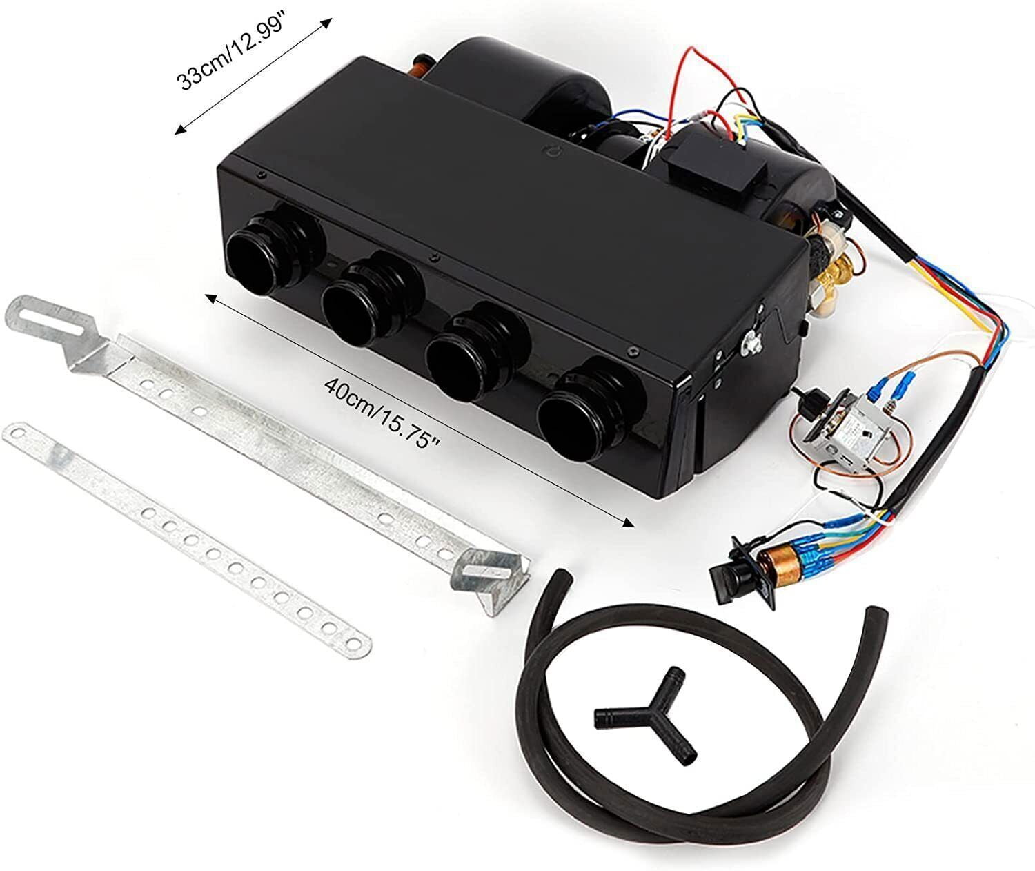 Universal Under Dash AC Evaporator Cooler & Heater Kit, 12V A/C Air Conditioning Evaporator Assembly Unit & Heater Kit 3 Speed Electrical Thermostat 4Max Air Volume 600 CFM for Car Truck