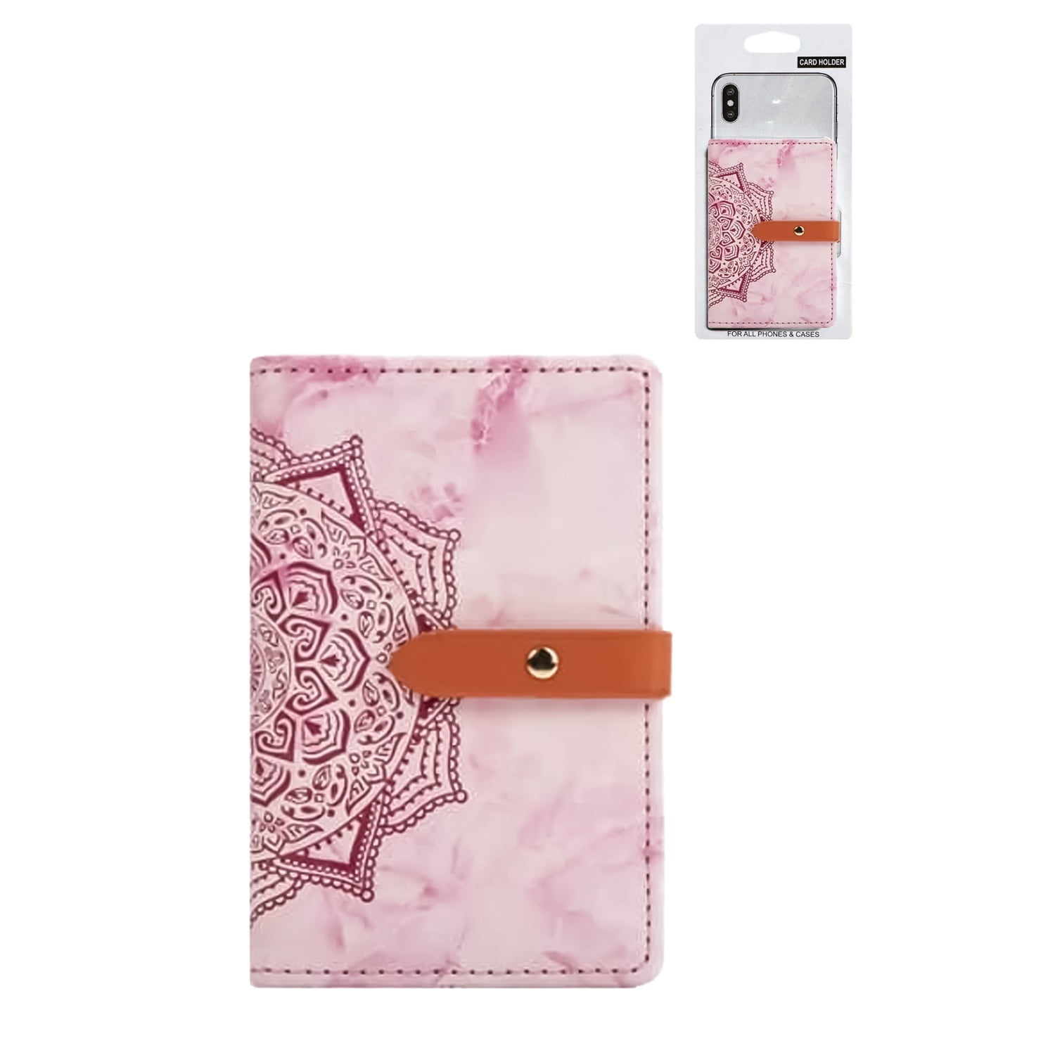 Universal Datura Flower Phone Card Holder Pocket - Hot Pink