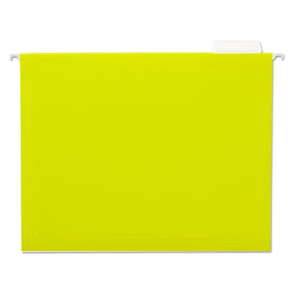 Universal Deluxe Bright Color Hanging File Folders, Letter Size, 1/5-Cut Tab, Yellow, 25/Box (14119)
