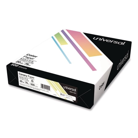 Universal Deluxe Colored Paper, 8.5" x 11", 20 lb, Bright Canary, 500 Sheets
