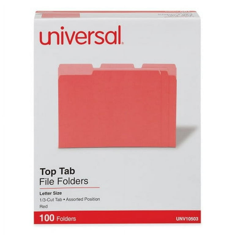 Colored File Folders, 1/3-Cut Tabs: Assorted, Letter Size, Red/Light Red, 100/Box Colored File Folders, 1/3-Cut Tabs: Assorted, Letter Size, Red/Light Red, 100/Box